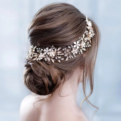 Crystal Flower Leaf Wedding Bridal Headbands Tiaras For Women Bride