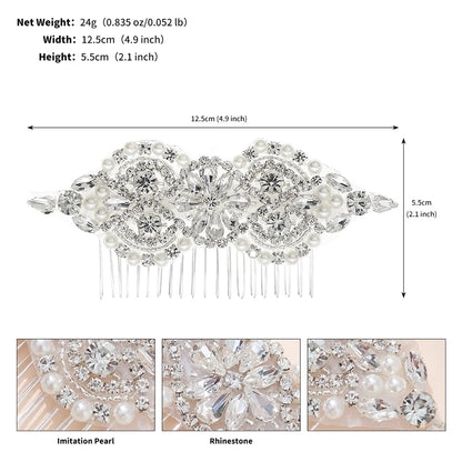 Bridal Wedding Hair Accessories Set with Crystal Hair Comb Clip