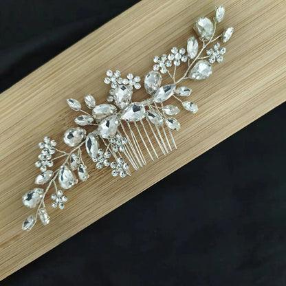 Trendy Tiara Wedding Hair Comb Flower Bridal Hairpins Pearl Rhinestone