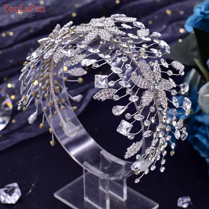 YouLaPan HP254 Alloy Flower Bridal Hair Clips Rhinestone Side Hairpin