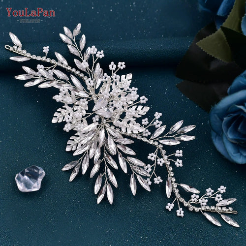 YouLaPan HP254 Alloy Flower Bridal Hair Clips Rhinestone Side Hairpin