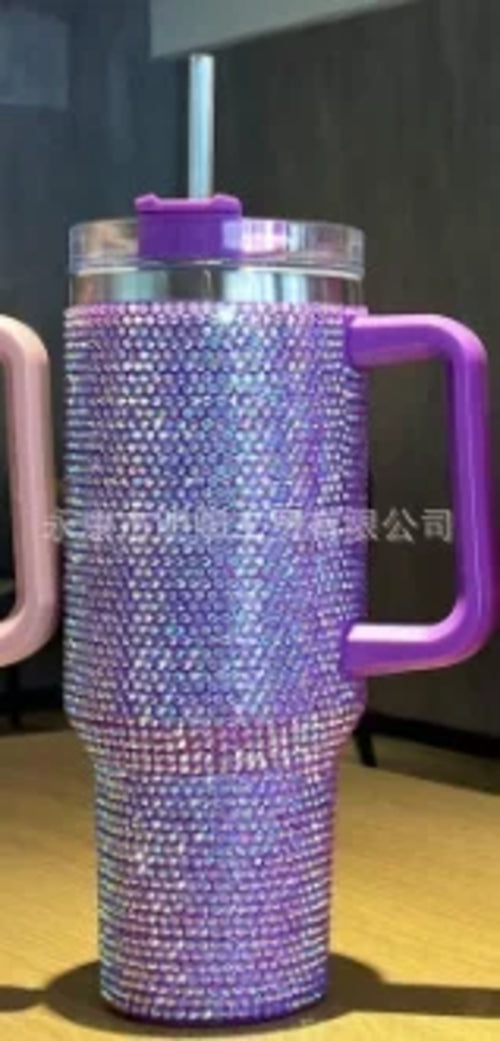 40oz Diamond Mug Tumbler With Handle Insulated Tumbler With Lids Straw