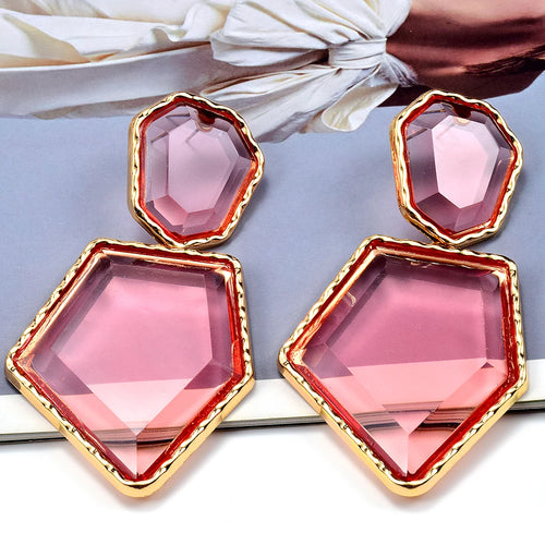 Premium Clear Pure Resin Statement Drop Earrings