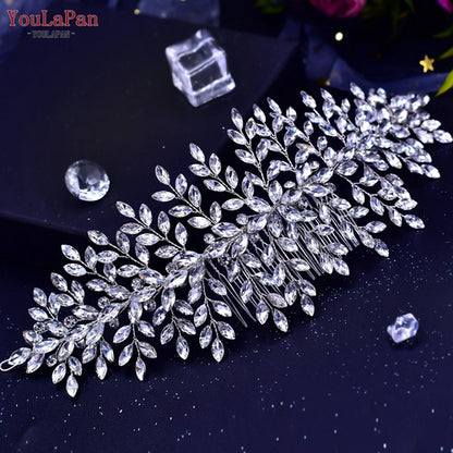 YouLaPan HP254 Alloy Flower Bridal Hair Clips Rhinestone Side Hairpin