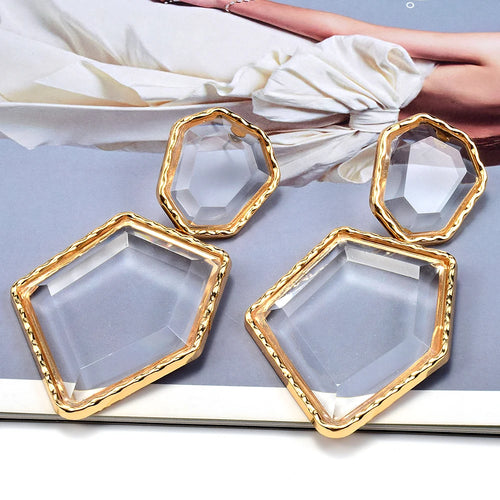 Premium Clear Pure Resin Statement Drop Earrings