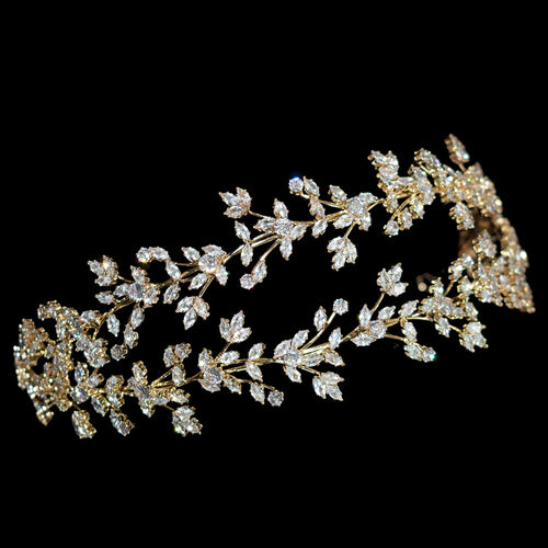 Luxury Cubic Zirconia Headbands Silver Color Bridal Crowns Elegant