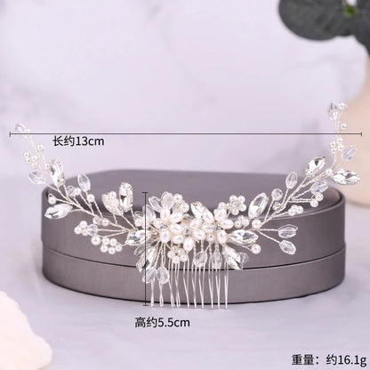 Crystal Rhinestone Flower Pearl Hair Comb Headband Tiara Hairpin For