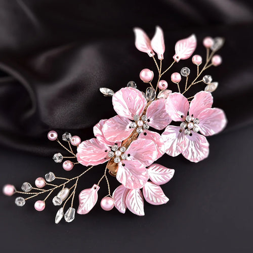 Crystal Pearl Flower Hair Clips Elegant Headwear For Women Precious