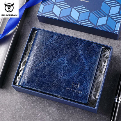 Men's Fashionable Leather Wallet with RFID Protection for Business