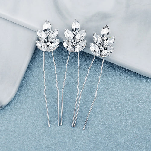 Trendy Crystal U-Shaped Alloy Bride Hairpins for Wedding Hairstyles