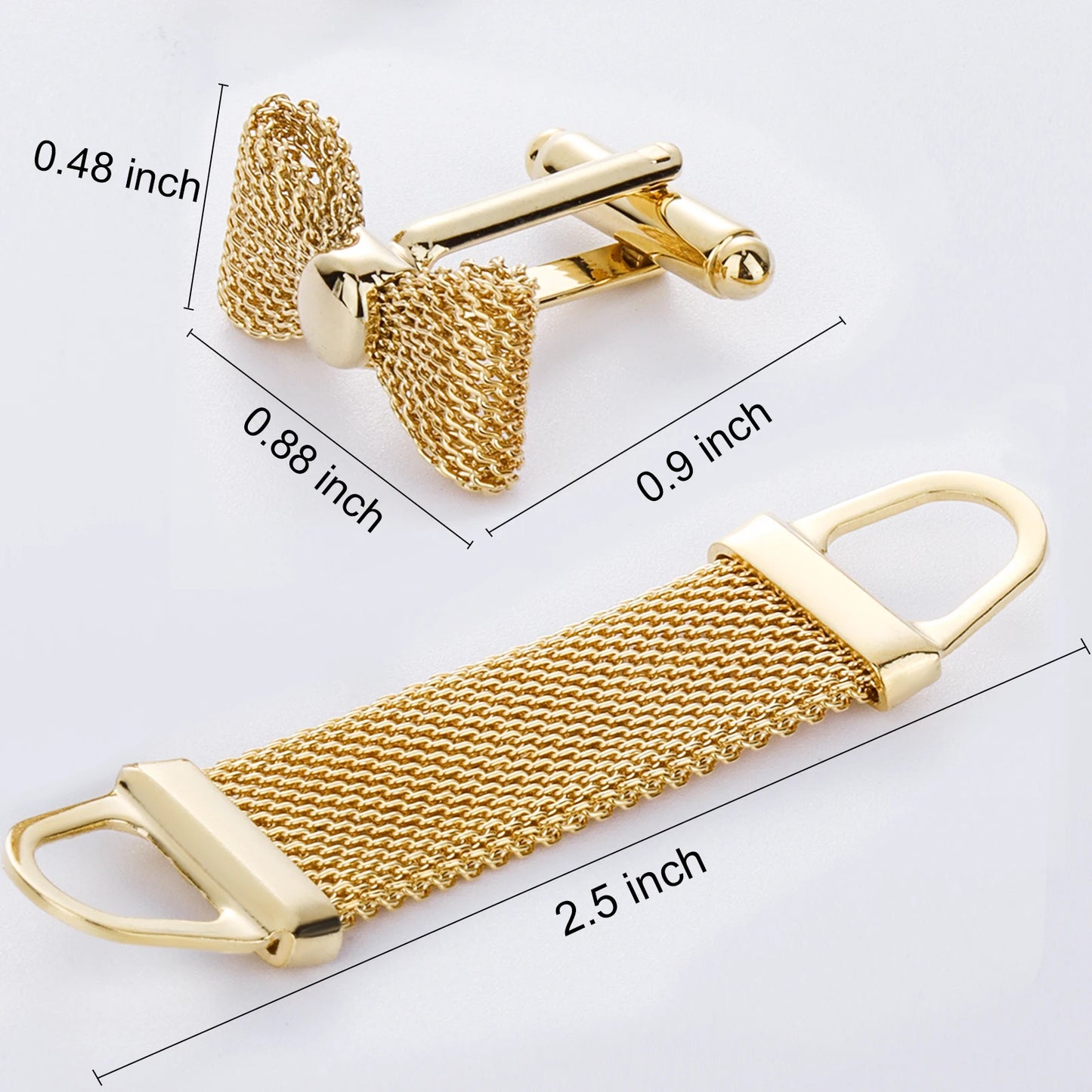 Men's Design Chain Cufflinks Gift Set - Shiny Gold Colored