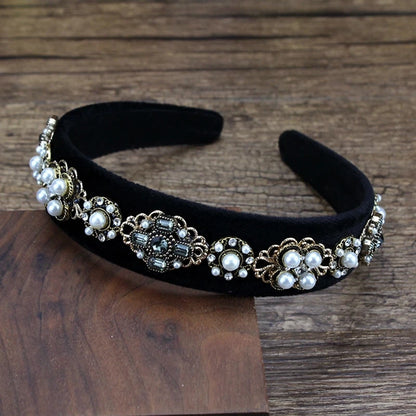 Luxurious Handmade Black and Gray Crystal Stone Bridal Headbands