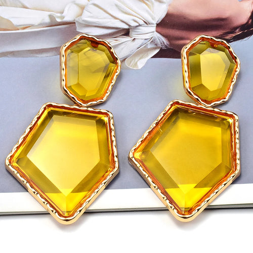 Premium Clear Pure Resin Statement Drop Earrings