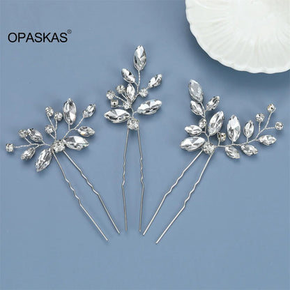 Trendy Crystal U-Shaped Alloy Bride Hairpins for Wedding Hairstyles