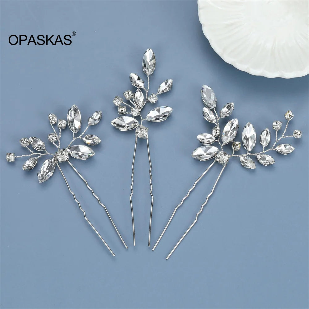 Trendy Crystal U-Shaped Alloy Bride Hairpins for Wedding Hairstyles