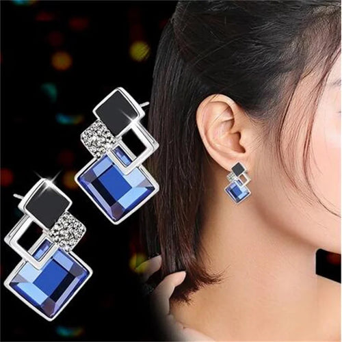 Trendy Alloy Shampee Blue Earrings Regular Geometric Shape Dangle Drop