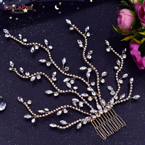 YouLaPan HP254 Alloy Flower Bridal Hair Clips Rhinestone Side Hairpin