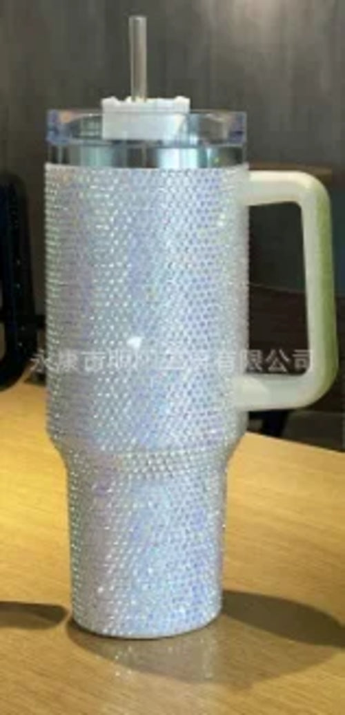 40oz Diamond Mug Tumbler With Handle Insulated Tumbler With Lids Straw