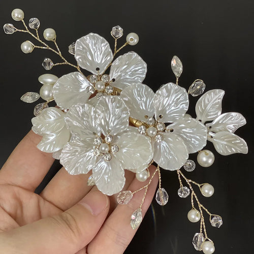 Crystal Pearl Flower Hair Clips Elegant Headwear For Women Precious