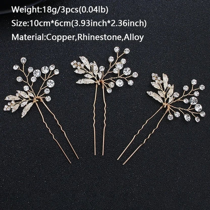 Trendy Crystal U-Shaped Alloy Bride Hairpins for Wedding Hairstyles