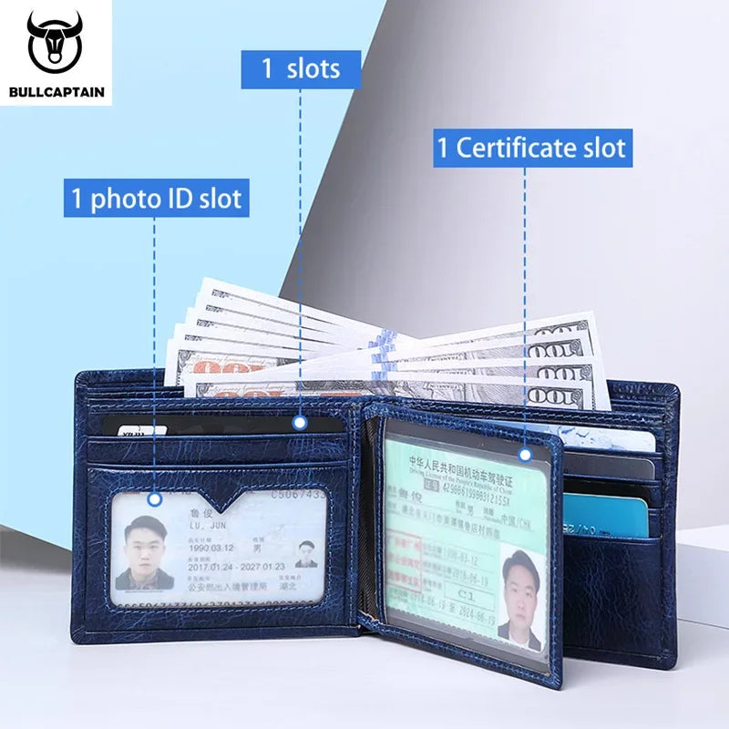 Men's Fashionable Leather Wallet with RFID Protection for Business