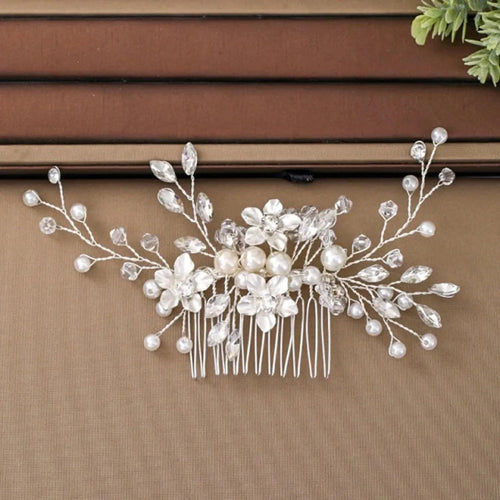 Handmade Bride Hair Pin: Alloy, Pearl Beads, and Crystal Barrette for Women