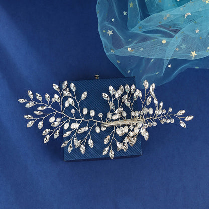 Bridal Wedding Hair Comb Pearl Flower Hair Piece Rhinestone Bridal