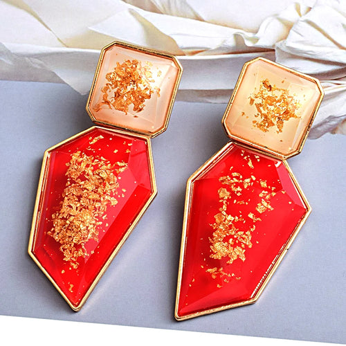 Premium Clear Pure Resin Statement Drop Earrings