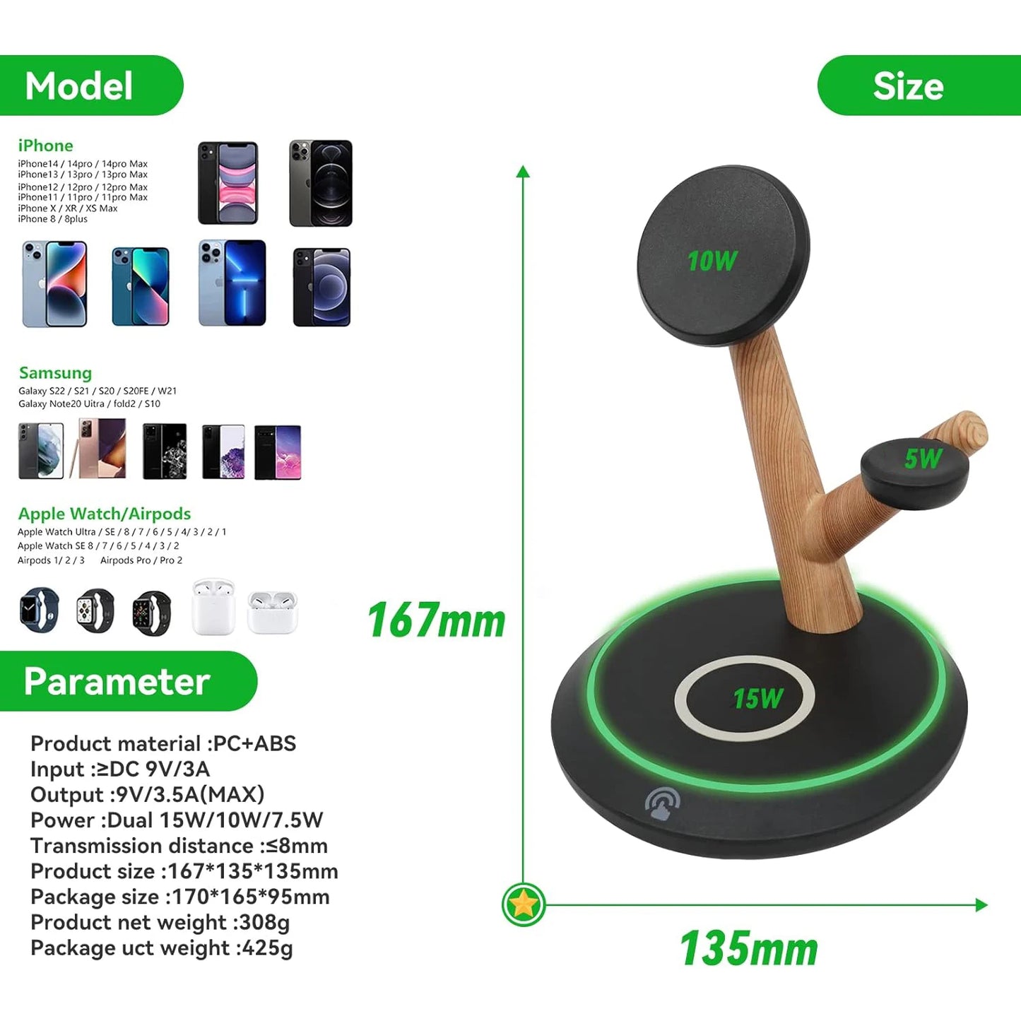 Bonola Tree Branch 3 in 1 Magnetic Wireless Charger for iPhone