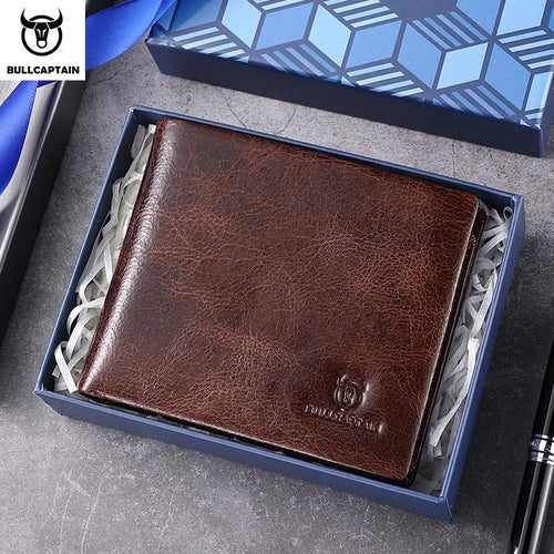 Men's Fashionable Leather Wallet with RFID Protection for Business