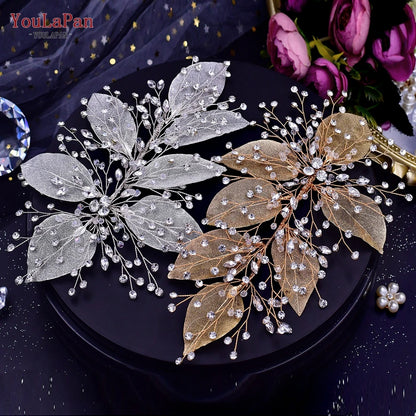 YouLaPan HP254 Alloy Flower Bridal Hair Clips Rhinestone Side Hairpin