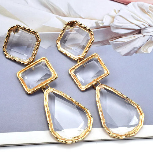 Premium Clear Pure Resin Statement Drop Earrings