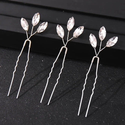 Trendy Crystal U-Shaped Alloy Bride Hairpins for Wedding Hairstyles