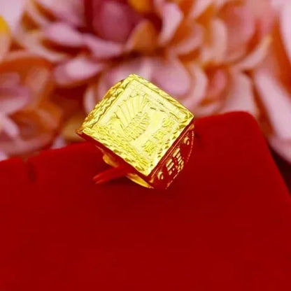 Gold shop with 999 gold ring men's fortune adjustable 5D real gold