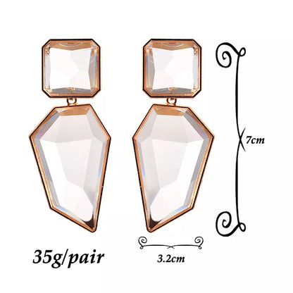 Premium Clear Pure Resin Statement Drop Earrings