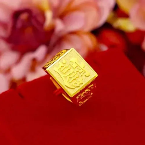 Gold shop with 999 gold ring men's fortune adjustable 5D real gold