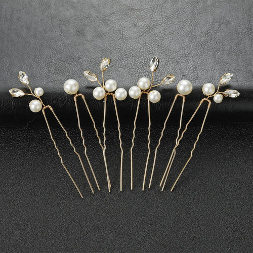 Trendy Crystal U-Shaped Alloy Bride Hairpins for Wedding Hairstyles