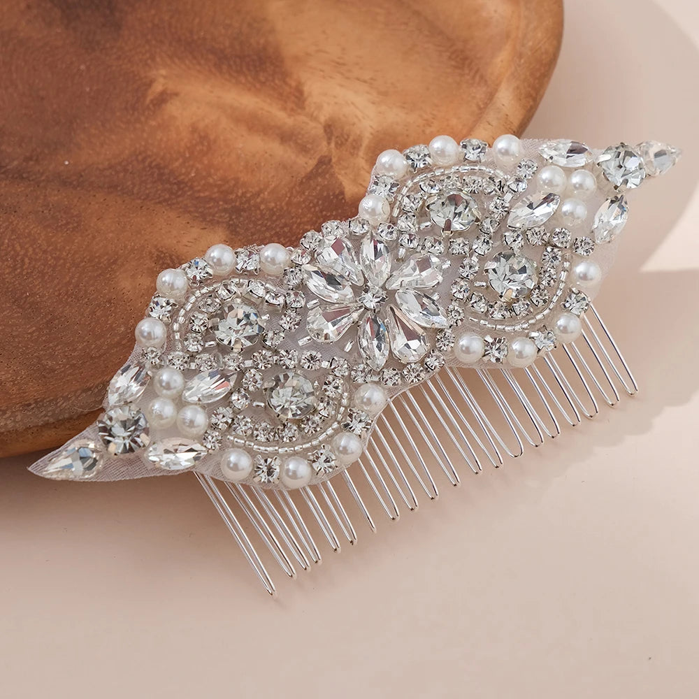 Bridal Wedding Hair Accessories Set with Crystal Hair Comb Clip