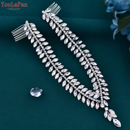 YouLaPan Crystal Forehead Headband for Women Brides Headpiece Party