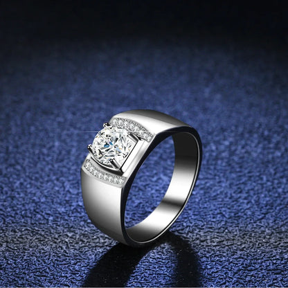 Luxury Finished PT950 Platinum Moissanite Diamond Rings for Men