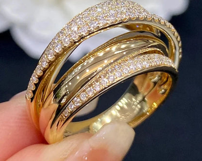 18K Yellow Gold Rings Luxury Real Natural Diamond Ring Fashion