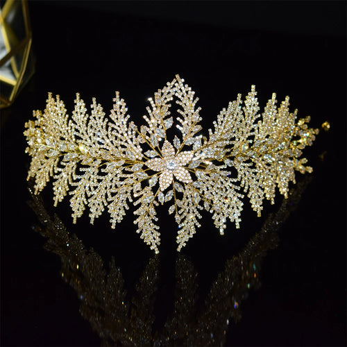 Luxury Cubic Zirconia Headbands Silver Color Bridal Crowns Elegant