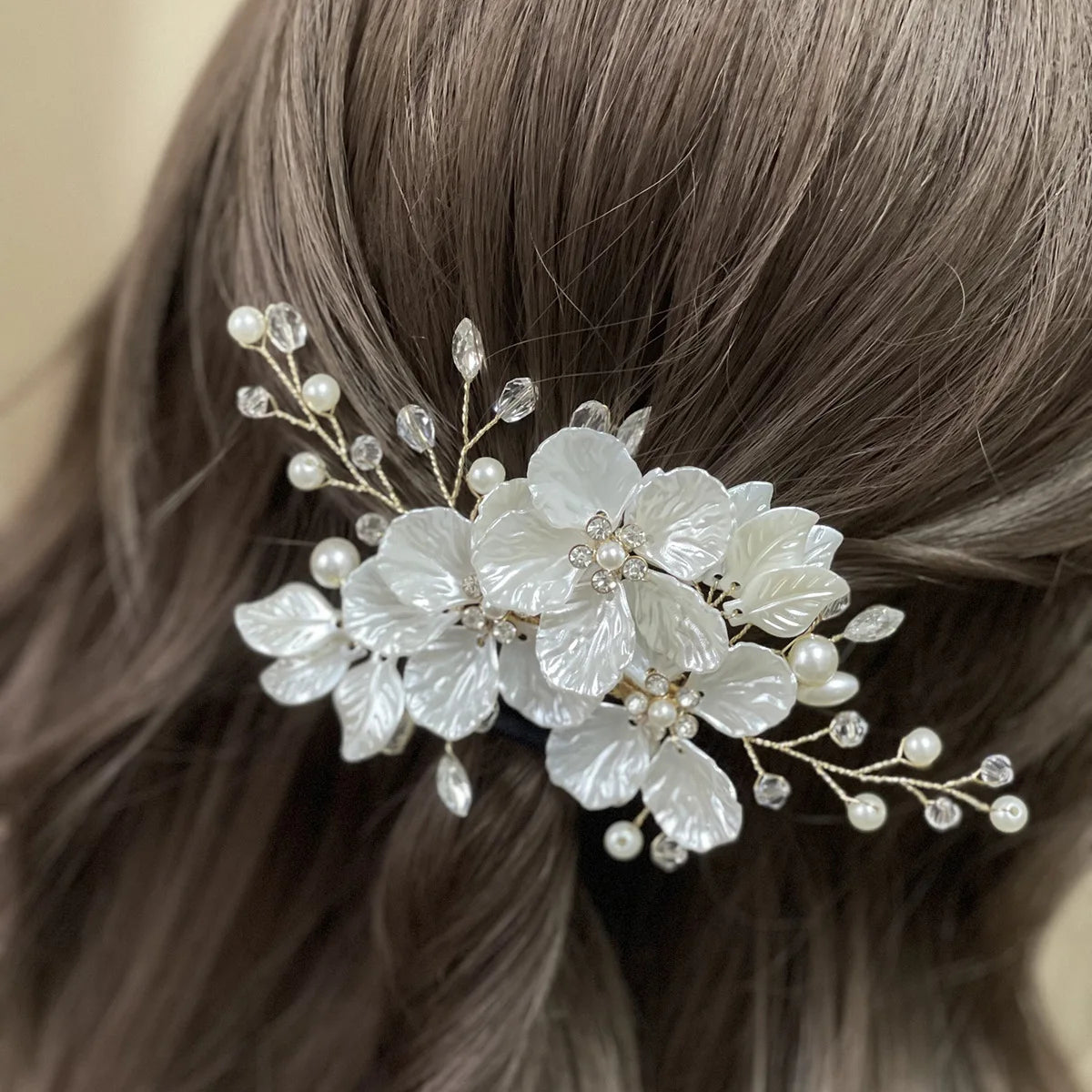 Crystal Pearl Flower Hair Clips Elegant Headwear For Women Precious