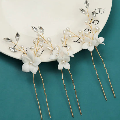 Trendy Crystal U-Shaped Alloy Bride Hairpins for Wedding Hairstyles