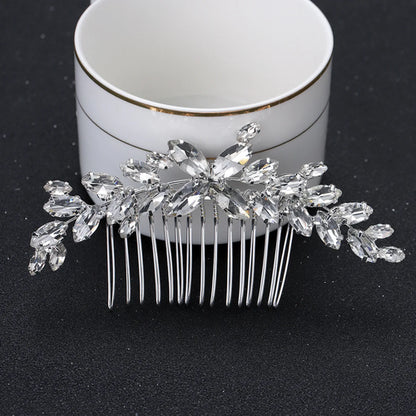 Trendy Tiara Wedding Hair Comb Flower Bridal Hairpins Pearl Rhinestone