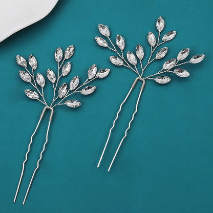 Trendy Crystal U-Shaped Alloy Bride Hairpins for Wedding Hairstyles