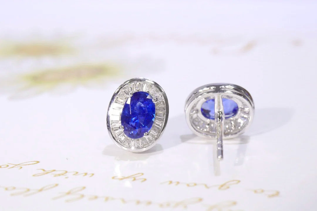 SFL2023 Sapphire Earrings Stud 18 K Gold Jewelry 100% Natural 1.39ct