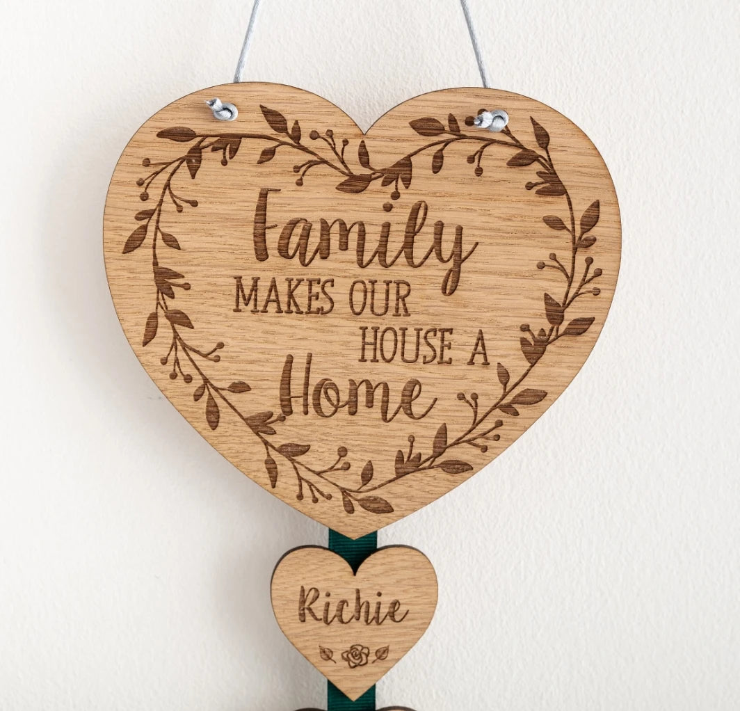 Personalized Family Home Sign with Rustic Name Tags, Ideal Christmas Gift