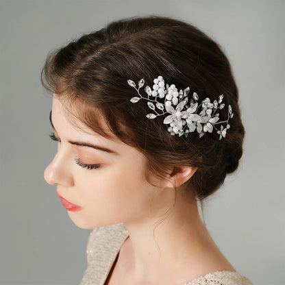 Handmade Bride Hair Pin: Alloy, Pearl Beads, and Crystal Barrette for Women