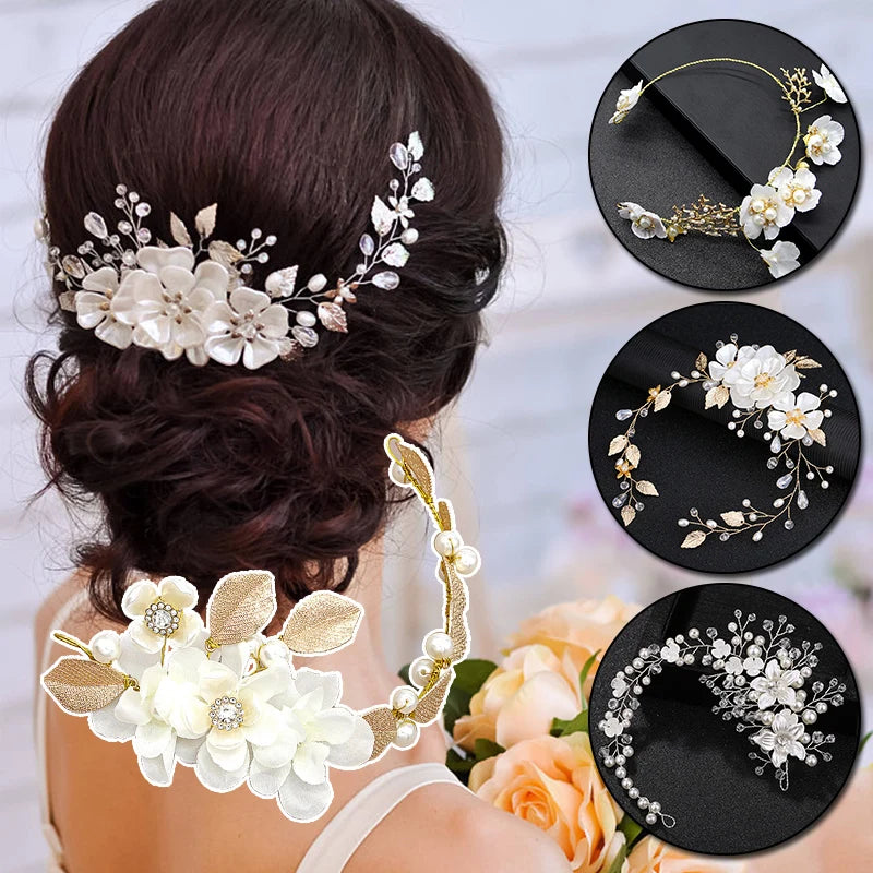 Wedding Crystal Pearl Bridal Tiaras Hair Comb Headwear Bride